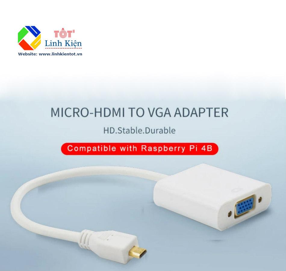 Cáp chuyển micro-hdmi sang vga cho raspberry pi 4b
