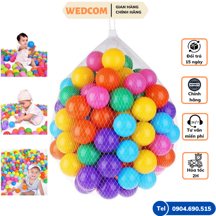 Túi 100 quả bóng nhựa an toàn cho bé vui chơi - Combo 100 trái banh nhiều màu