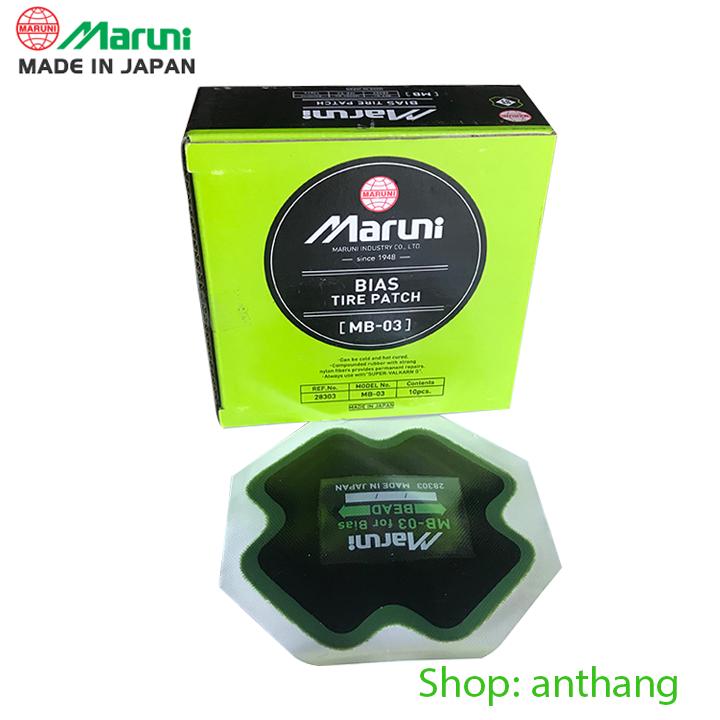 Hộp 10 miếng vá lốp có bố MB-03 Maruni - Nhật Bản (Size: 91mm)