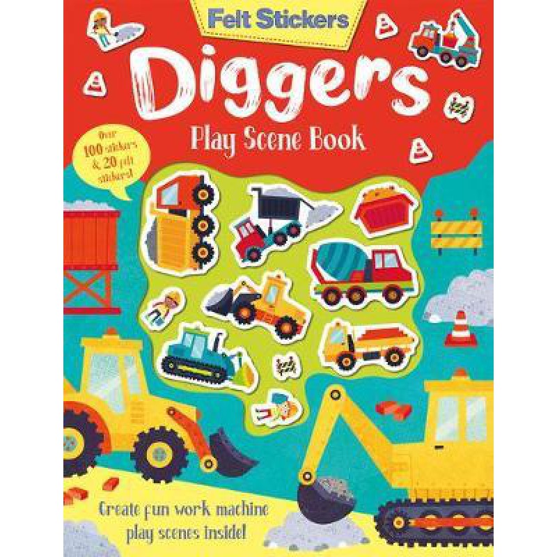 Bookmedi - felt stickers diggers play scene book