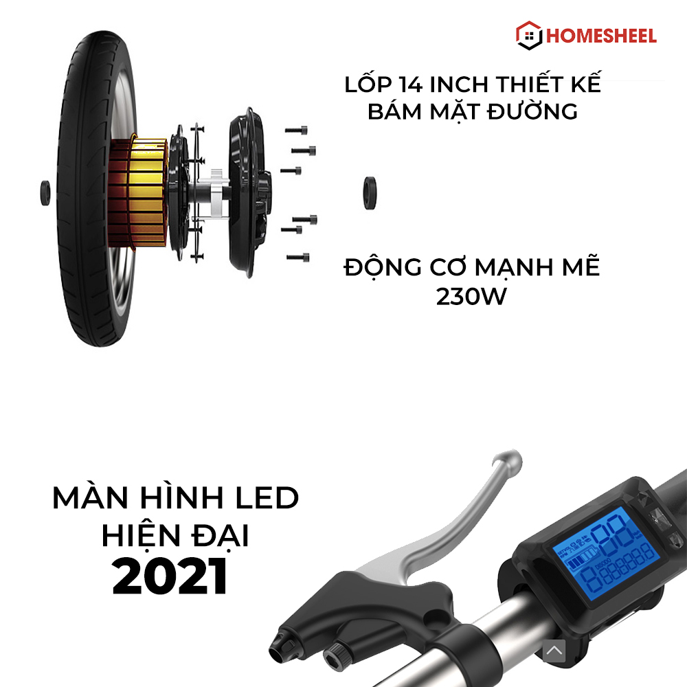 Xe đạp điện gấp Homesheel R6_chính hãng_bảo hành 2 năm