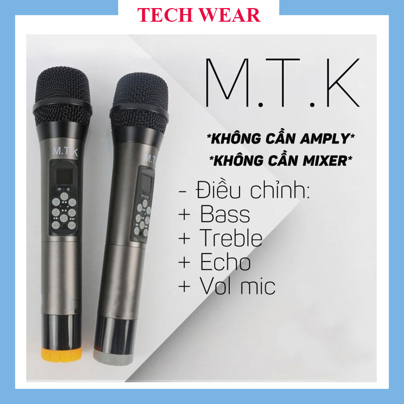 [ Xả Kho- Thanh Lý ] Cặp Mic Thần Thánh Micro Không Dây, Trọn Bộ Micro Không Dây MTK 1A, Tích Hợp Chỉnh Bass, Treble, Echo Ngay Trên Thân Mic, Chống Hú, Chống Rè, Chuyên Karaoke Gia Đình, Phòng Hát,...Hàng Chất Lượng Cao