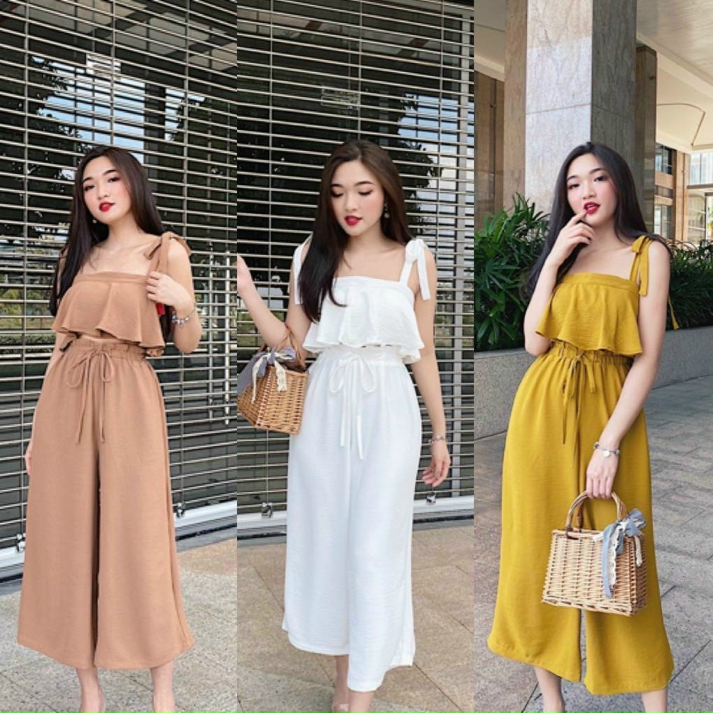 [Mẫu Mới] Sét Bộ Áo Lửng Quần Dài Ống Rộng Siêu Xinh Màu Sắc Nhã Nhặn Thật Sự Thích Hợp Cho Nàng Dạo Phố.