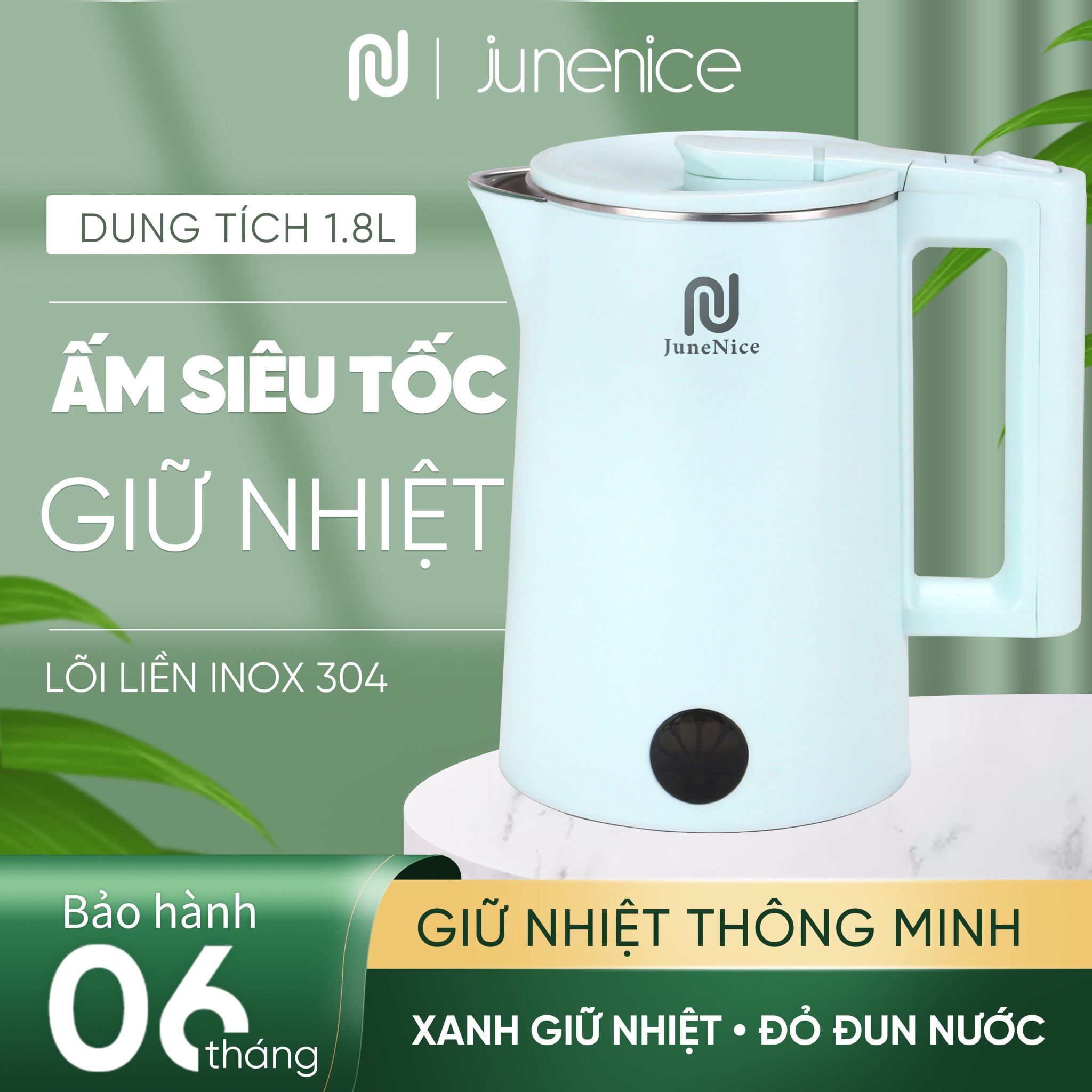 Ấm Siêu Tốc Giữ Nhiệt, Bình Đun Nước Thiết Kế Thời Thượng Tiện Ích Giữ Điện Là Giữ Nhiệt, 1500W Đun Sôi Nhanh