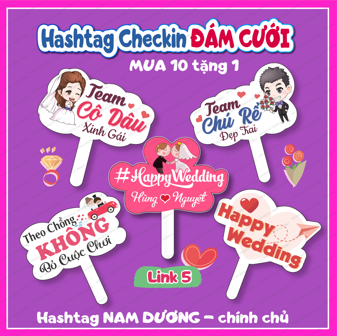 HASHTAG cầm tay Đám cưới - Bảng chụp ảnh cưới 4