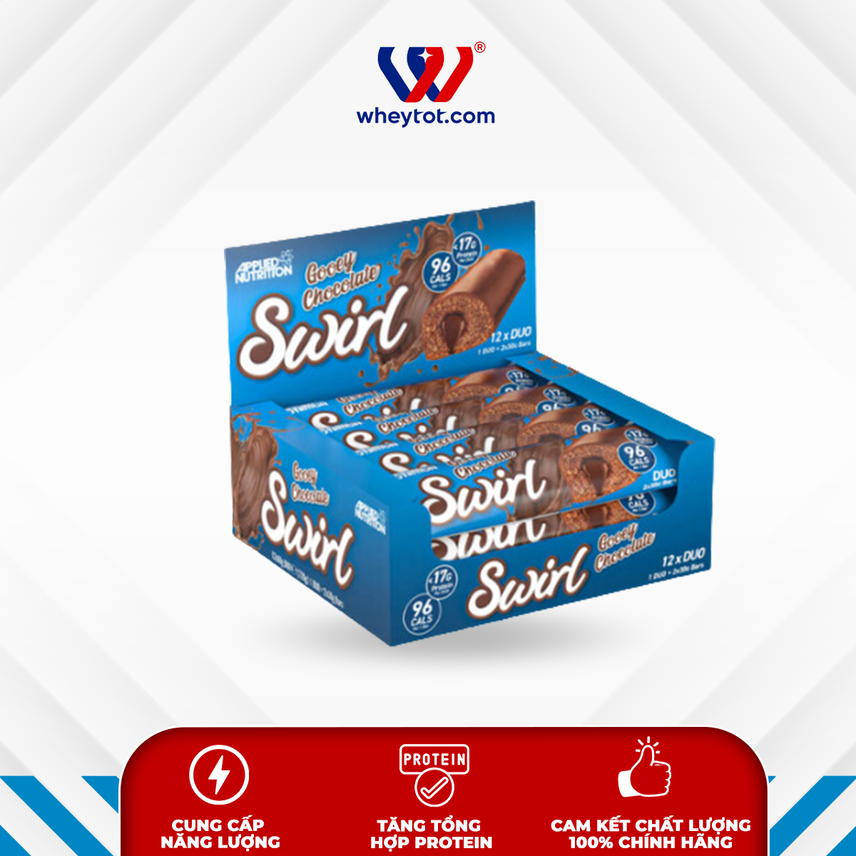 Hộp 12 bánh protein bar Applied Nutrition Swirl Duo Bar