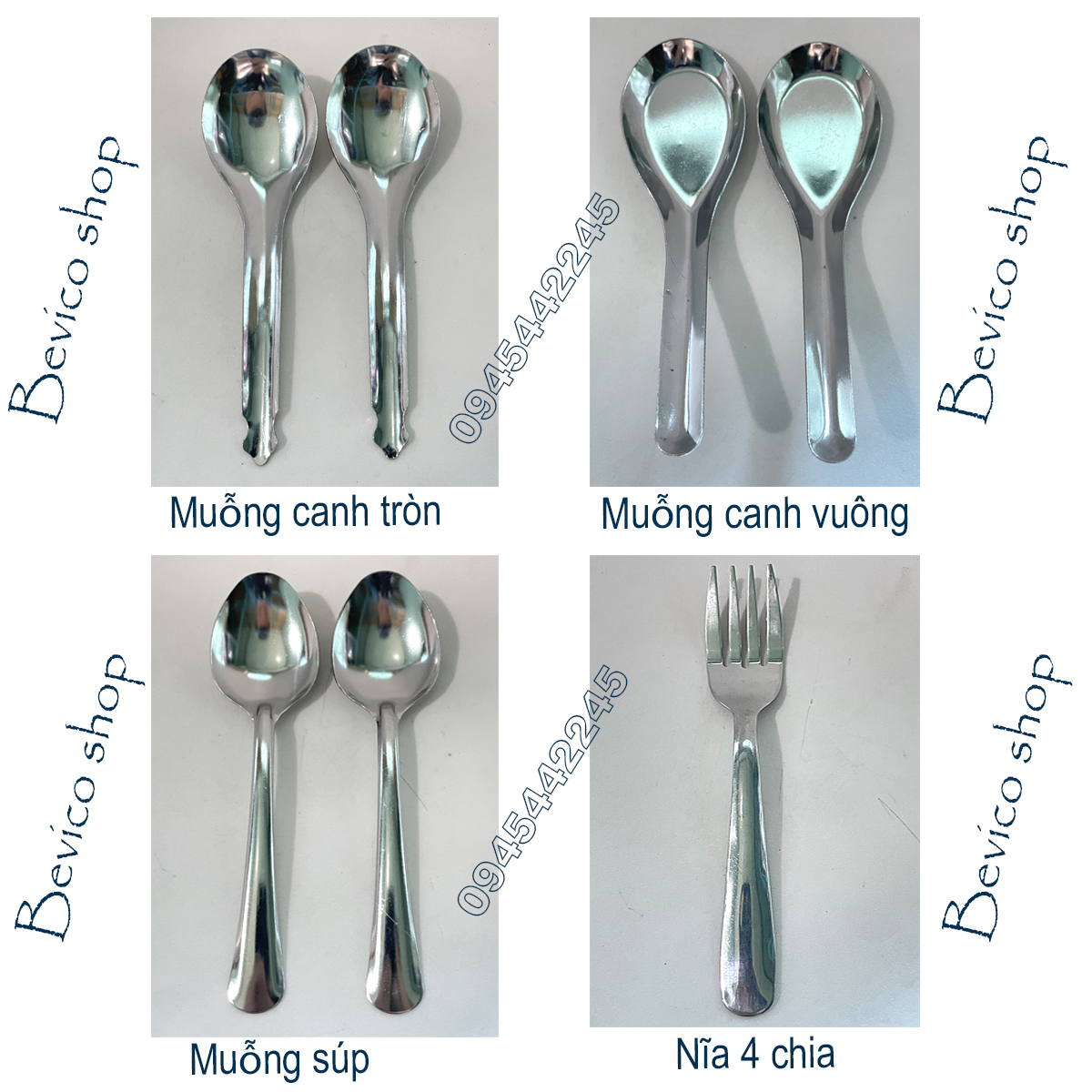Combo 10 muỗng inox | Muỗng súp | Muỗng canh | nĩa inox