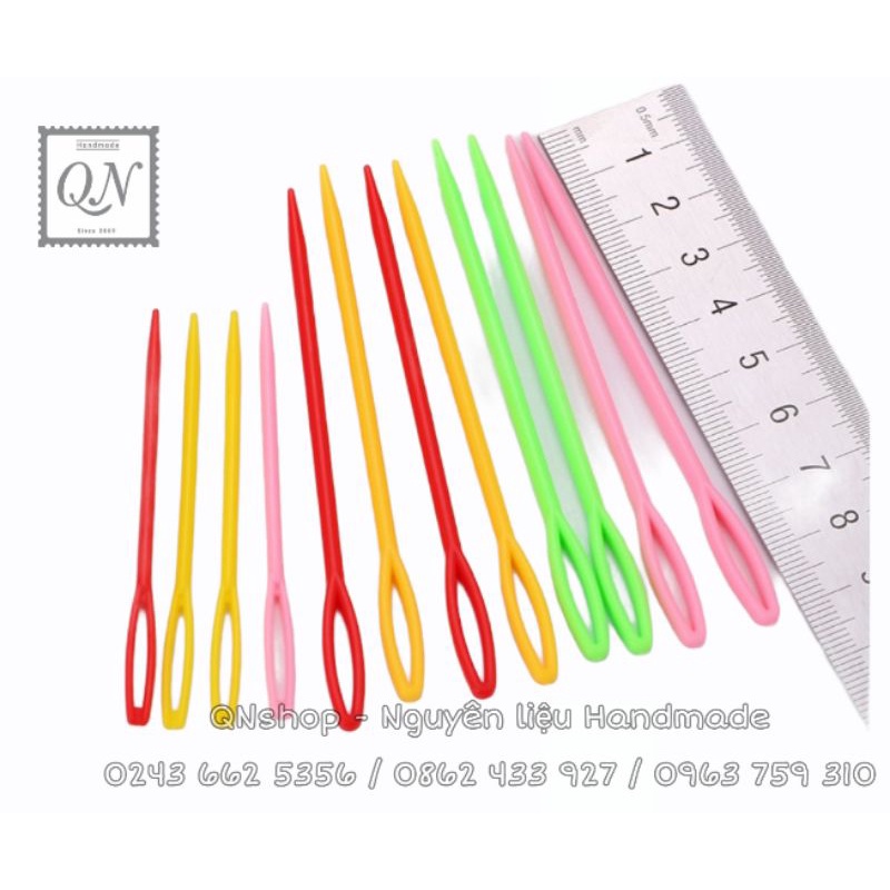 3 cái kim khâu len nhựa, phụ kiện móc len