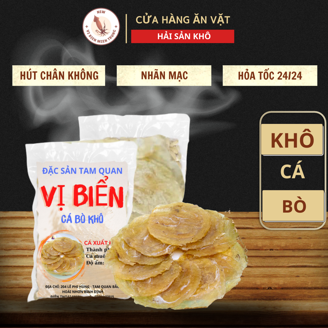 Khô cá bò ép miếng tròn 1 nắng Miền Trung 500gr, cá bò khô nguyên chất, khô cá bò miếng cao cấp loại 1 chuẩn vị dân biển