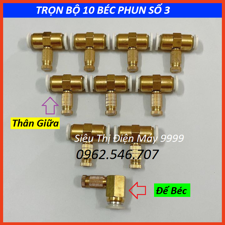Combo 10 béc phun sương làm mát bằng đồng số 3 | béc phun sương | béc phun sương tưới lan | béc phun sương tưới cây | béc phun sương đồng | béc phun sương số 3 | bép phun sương | bép phun sương tưới lan |đầu bép phun sương