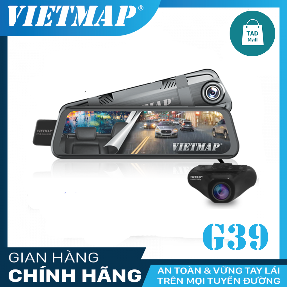 Vietmap g39 - camera hành trình màn hình gương tràn viền - hàng chính hãng