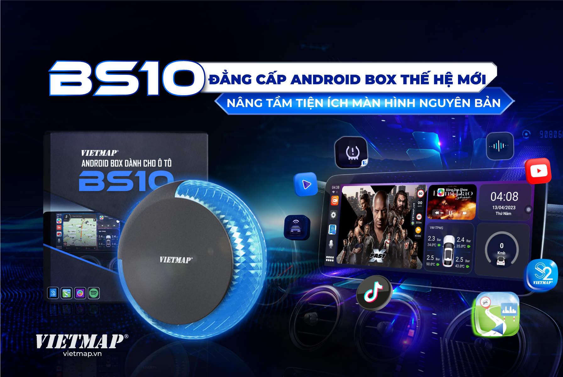 Vietmap Bs10 - Android Box Qualcomm 6125 for New Generation Cars Giá 7,190,000 Đồng*Miễn phí vận chuyển