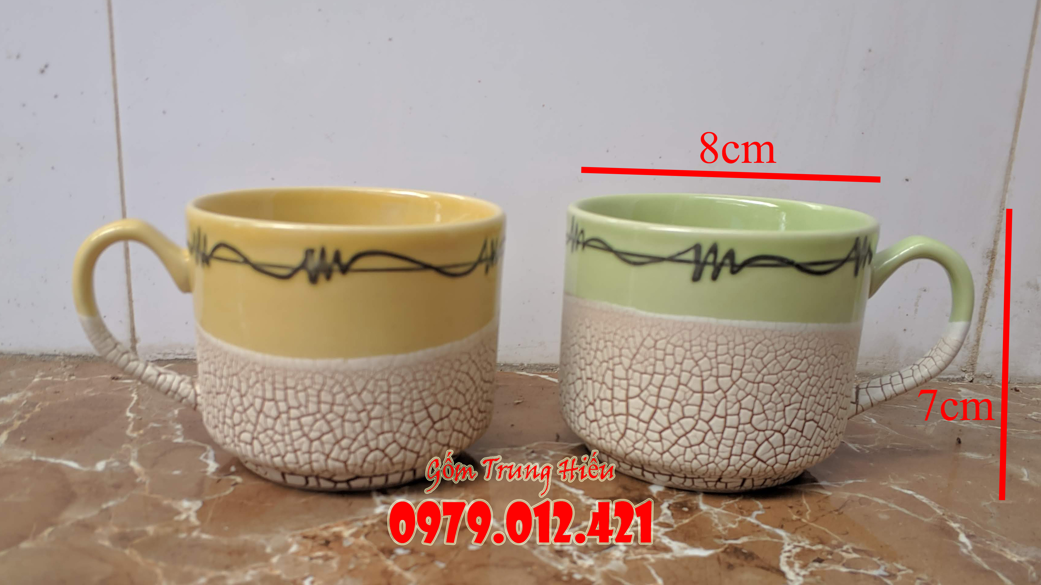 Cốc nước gốm Bát Tràng men rạn