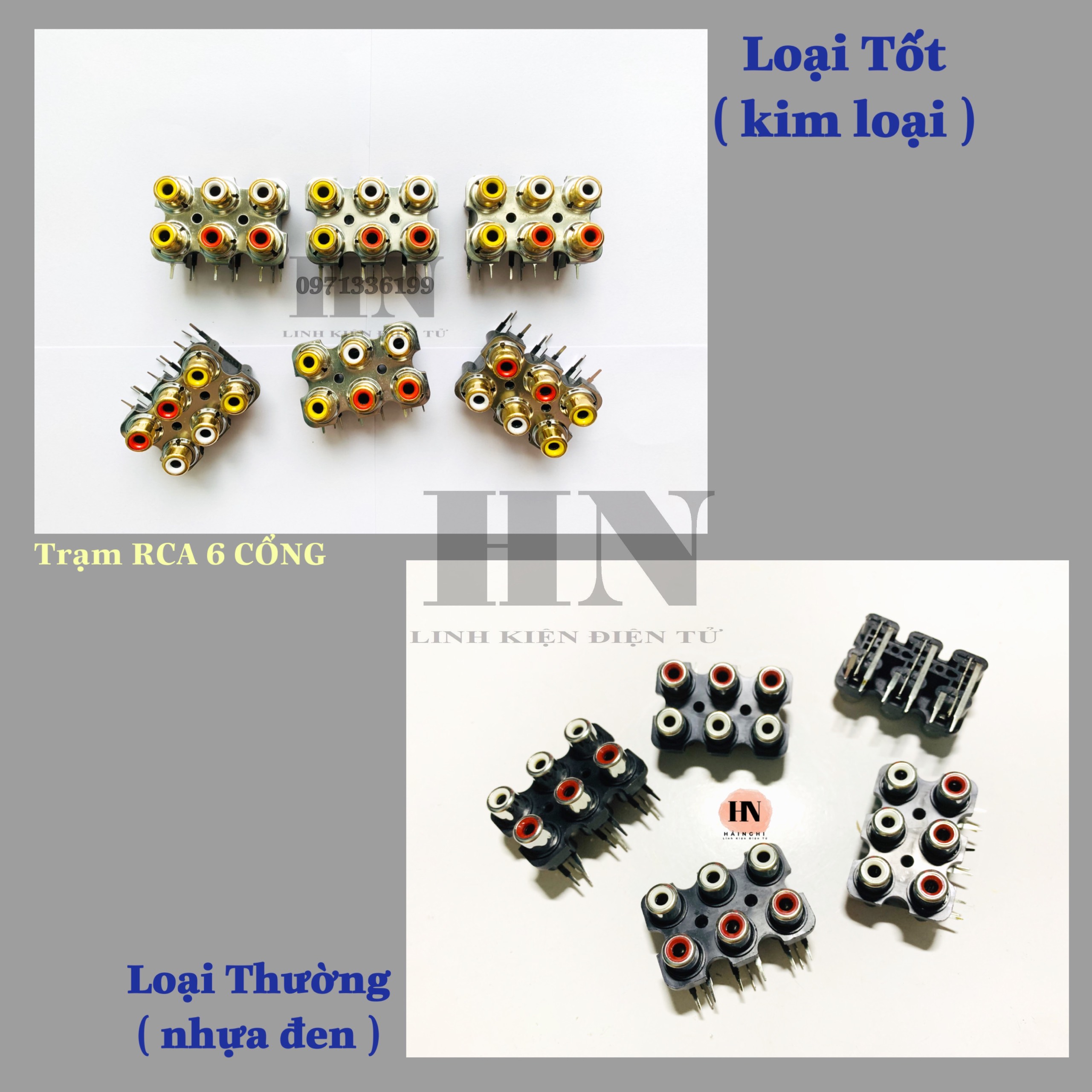 Bộ 2 chiếc - trạm av amli bo đuôi mạ thiếc 6 lỗ