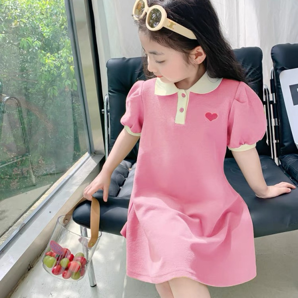 Girls dress Western style children polo dress kids clothes big size girl dress ladies short sleeve dress for 12T - 2