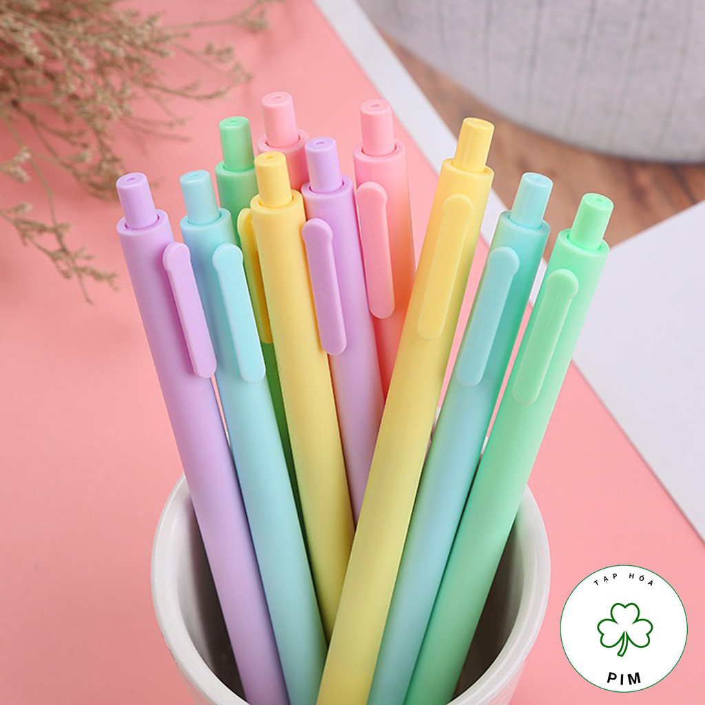 Bút bi bấm nhiều màu macaron dễ thương 0.5mm