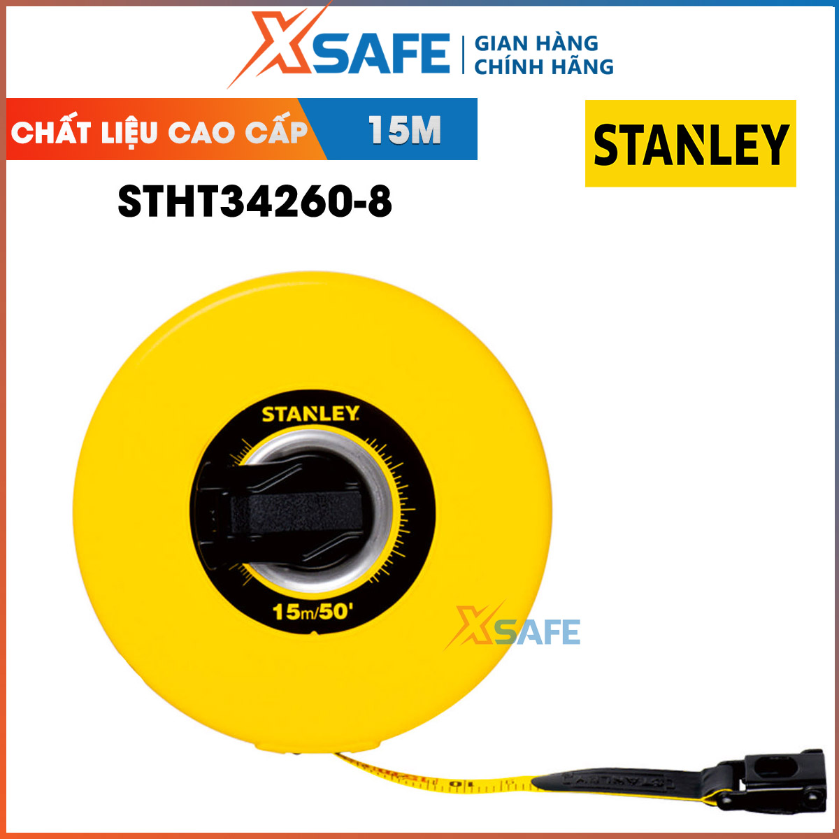 Thước dây sợi thủy tinh STANLEY lưỡi thước làm từ sợi thuỷ tinh mềm dẻo Thước sợi thuỷ tinh Stanley có thiết kế nhỏ gọn linh hoạt