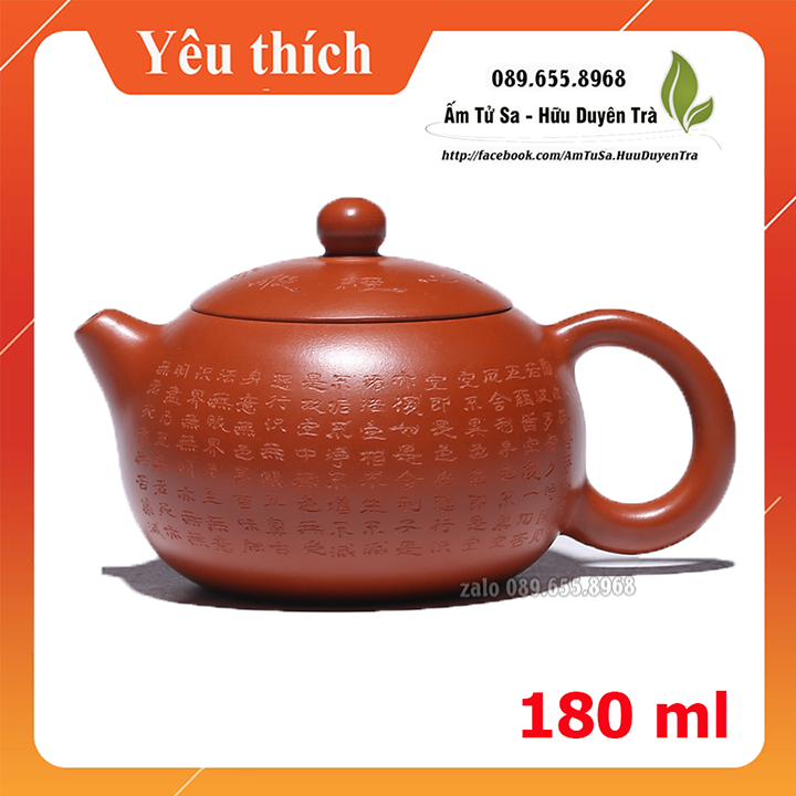 Ấm trà tử sa BÁT NHÃ TÂM KINH (cao cấp) - ấm tử sa nghi hưng dùng pha trà, trà đạo