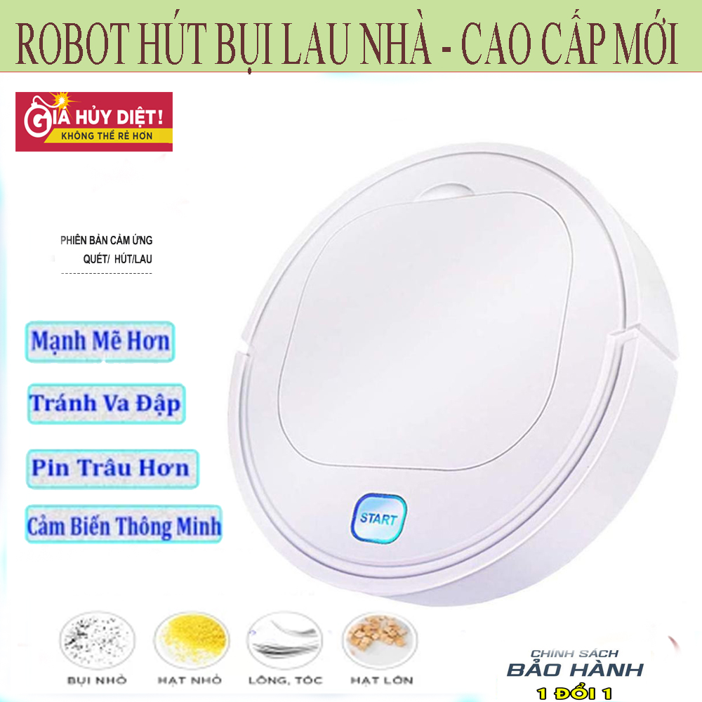 ROBOT Hút Bụi Tự Động Thông Minh,ROBOT Hút Bụi Lau Nhà ,Tự Động Phát Hiện Khi Gặp Vật Cản, Dễ Dàng Làm Sạch Các Vị Trí Như Gầm Giường Tủ, ROBOT Vận Hành Êm Ái Không Gây Tiếng Ồn ,Bảo Hành 1 Đổi 1