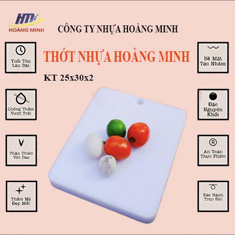 THỚT NHỰA, THỚT GIA ĐÌNH, THỚT NHÀ HÀNG, THỚT KHÁCH SẠN 24cmX30cmX3cm HÀNG CAO CẤP PE NGUYÊN KHỐI