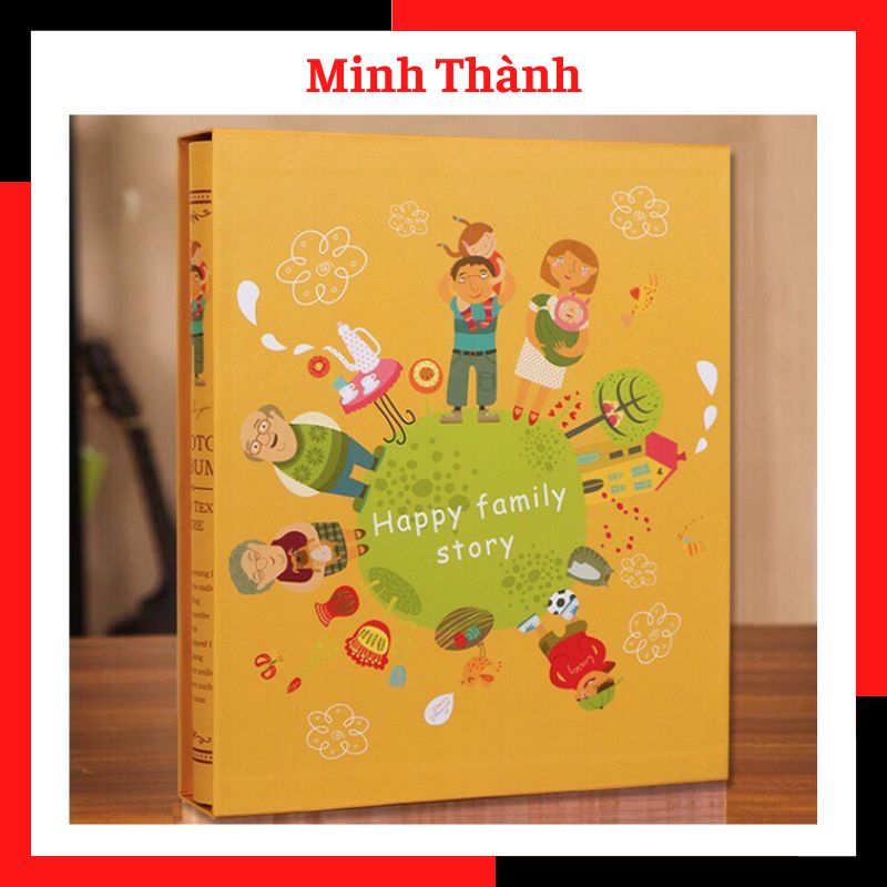 Album ảnh 10x15 đựng được 200 ảnh có hộp mẫu bìa family vàng