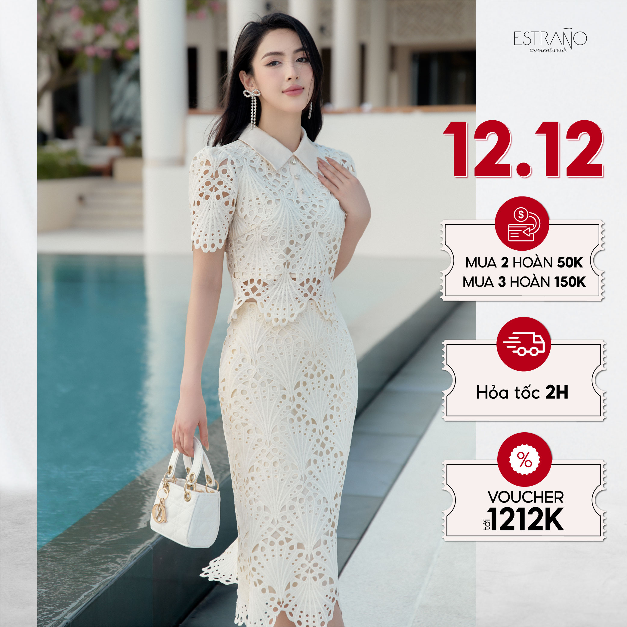 Set ren phối cổ thanh lịch, tiểu thư - charmy set by estrano