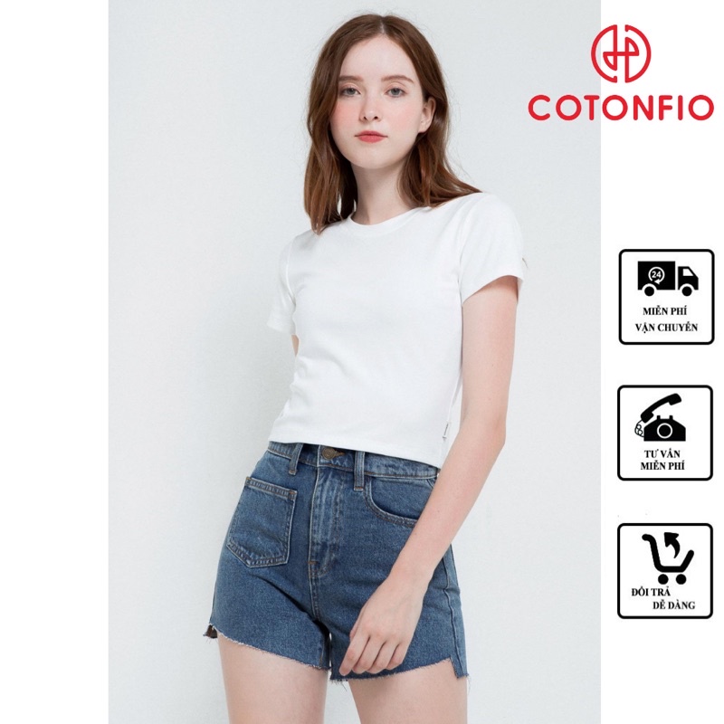 Áo croptop tay ngắn cổ tròn – Áo thun nữ – 8324 – Cotonfio