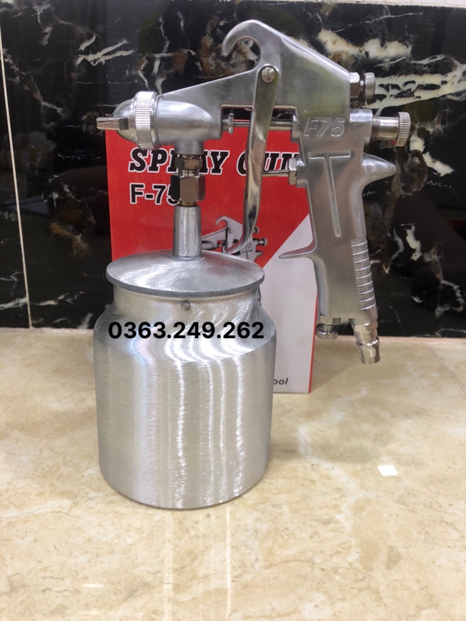 Súng phun sơn bình dưới f75 - 500cc , đầu phun 1.8mm