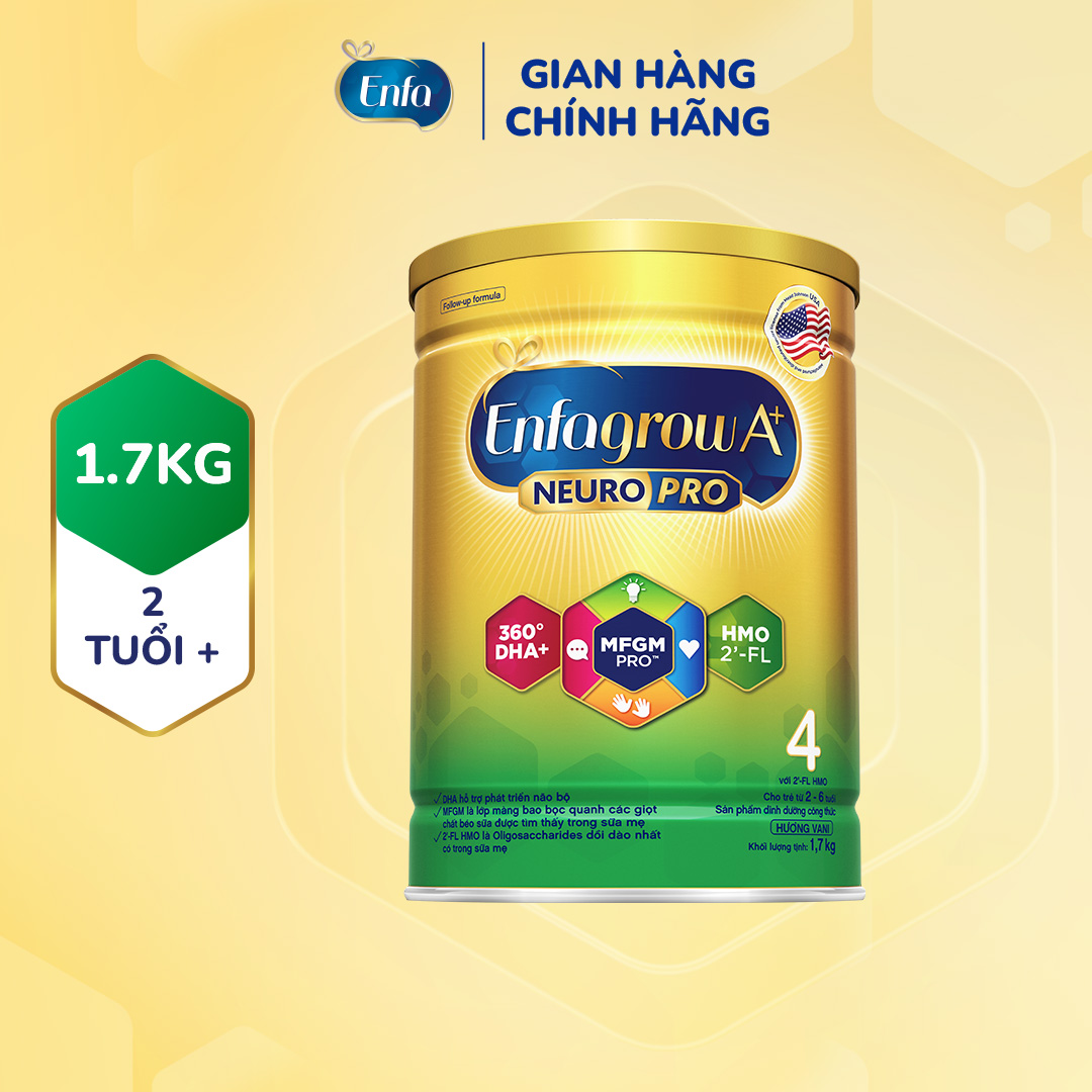 [Quà tặng không bán ] Sữa Bột Enfagrow A+ Neuropro 4 1.7kg với DHA giúp phát triển não bộ cho Trẻ Từ 2 – 6 Tuổi -1