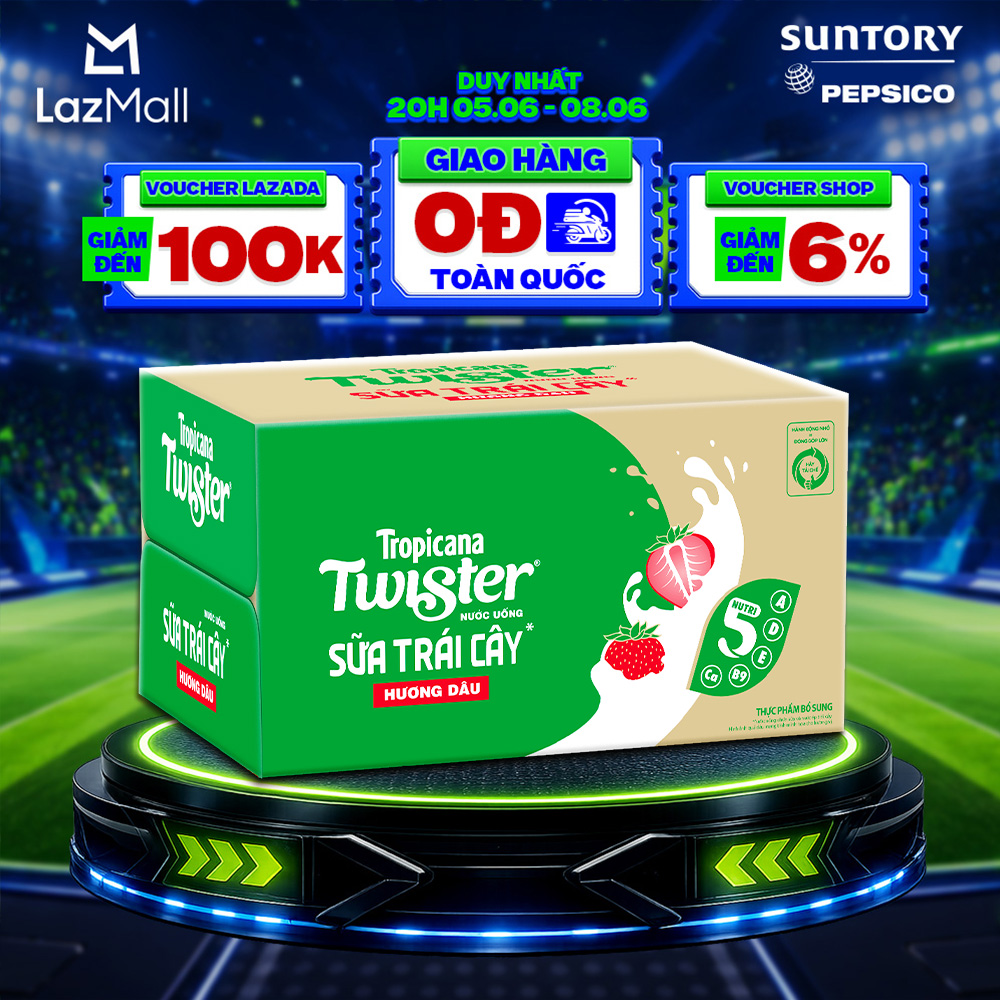 [SALE 6.6] Thùng 24 Chai Sữa Trái Cây Hương Dâu Twister (320ml/chai)