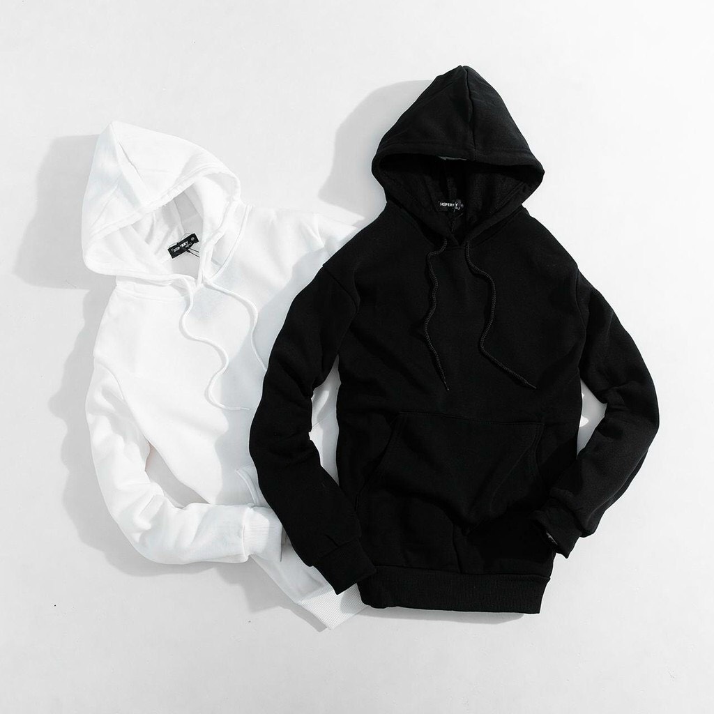 Áo Hoodie Nam Nữ Unisex Nhập Khẩu Hàn Quốc - Áo nỉ  đôi cặp cao cấp màu đen trắng form rộng phong cách trẻ trung