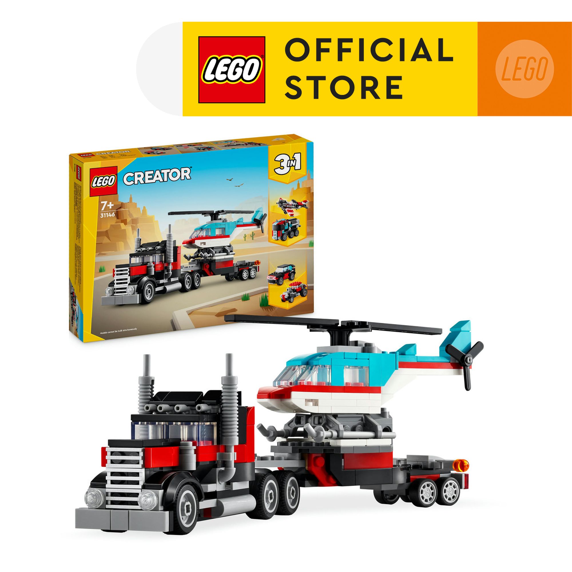  LEGO CREATOR 31146 Đồ chơi lắp ráp Xe tải vận chuyển trực thăng  270 chi tiết  