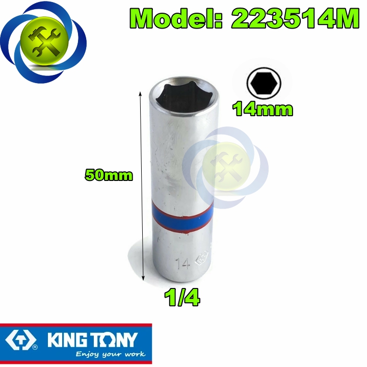 Tuýp 14mm 1/4 có 6 cạnh kingtony 223514m dài 50mm