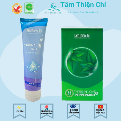 Gel bôi trơn Tâm Thiện Chí 150g và Bao cao su TTC TREE IN LOVE gân gai bạc