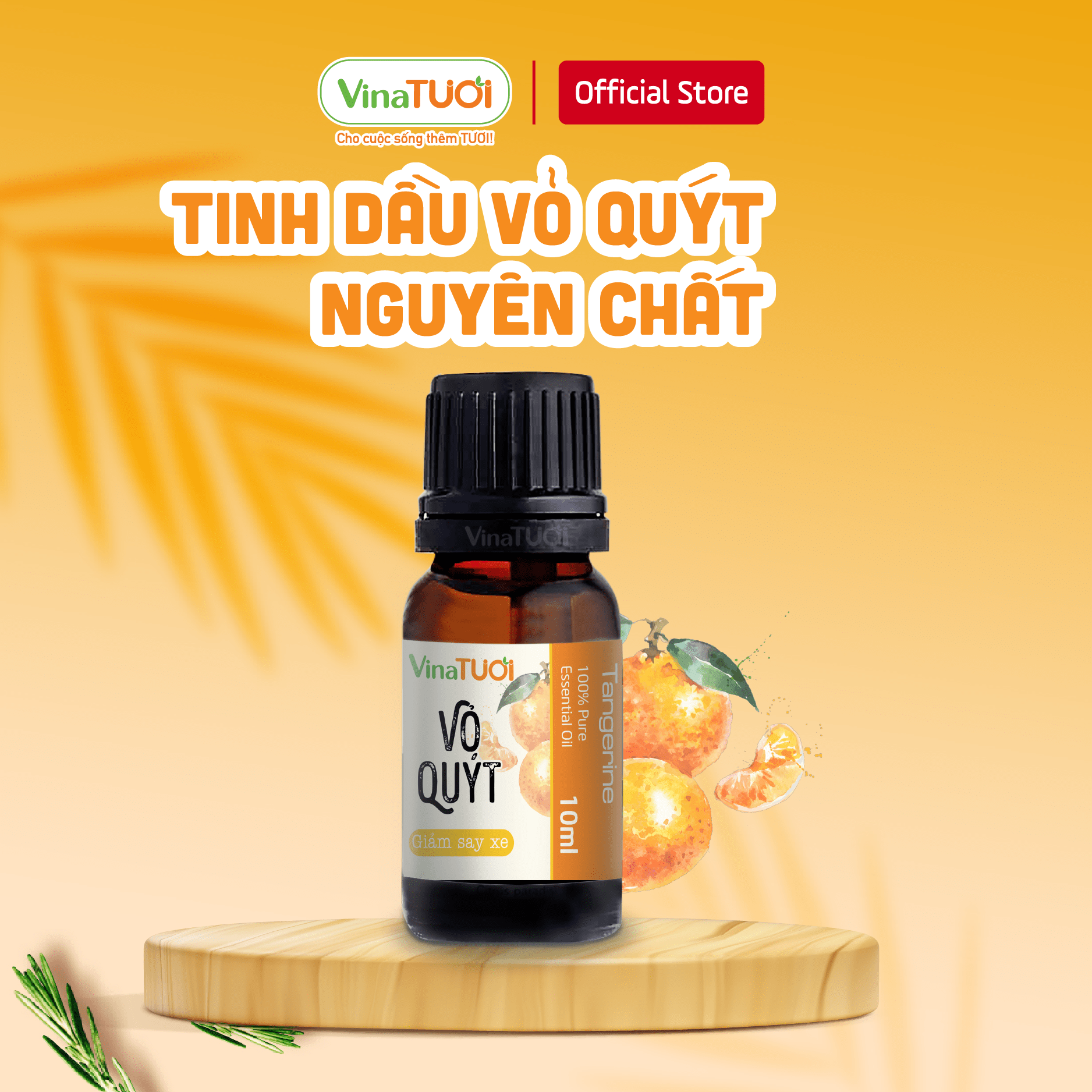 Tinh Dầu Thiên Nhiên VINA TƯƠI Vỏ Quýt Nguyên Chất (Mandarin) Chai 10ml | Chai 50ml