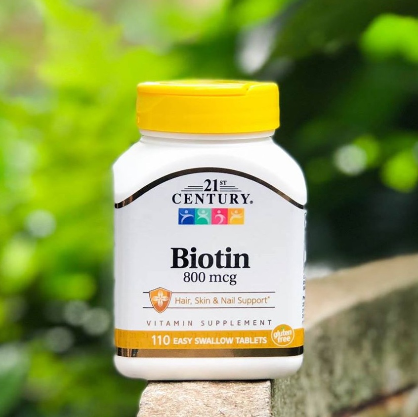 Biotin 800 mcg  21st Century  USA  hỗ trợ mọc Tóc, râu, da, móng... 110 Viên - 1 Chai  của Hãng 21st Century USA . Viên uống cung Cấp thêm vitamin - dưỡng chất  Dùng riêng lẻ ... hay Kết hợp với  Thuoc minoxidil , Morr F5 ( Dùng Nam hay Nữ )