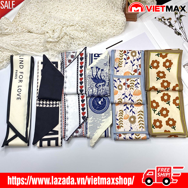🎁 khăn lụa họa tiết thanh lịch thời trang phong cách hàn quốc