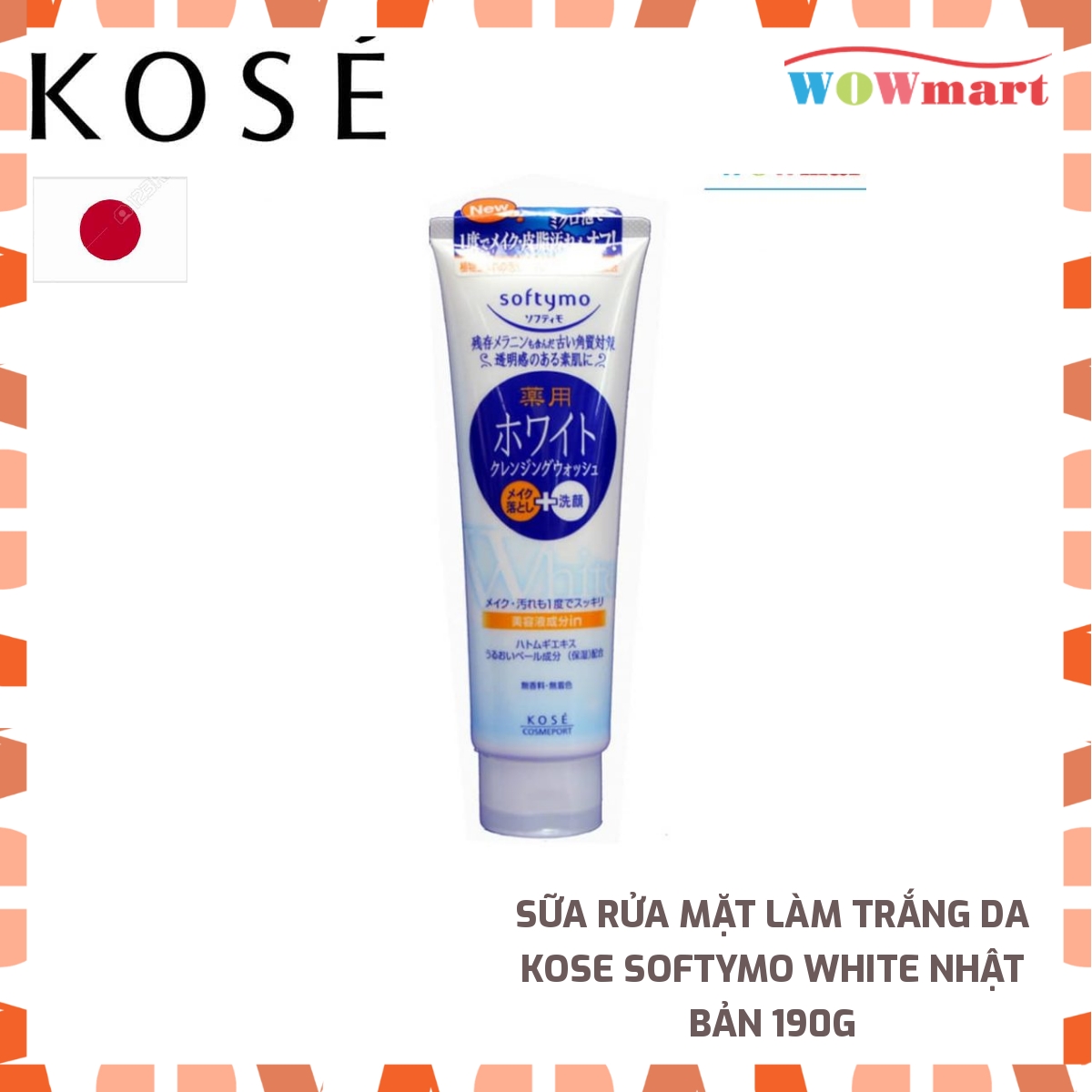 Sữa rửa mặt làm trắng da kose softymo white nhật bản 190g - nhật bản