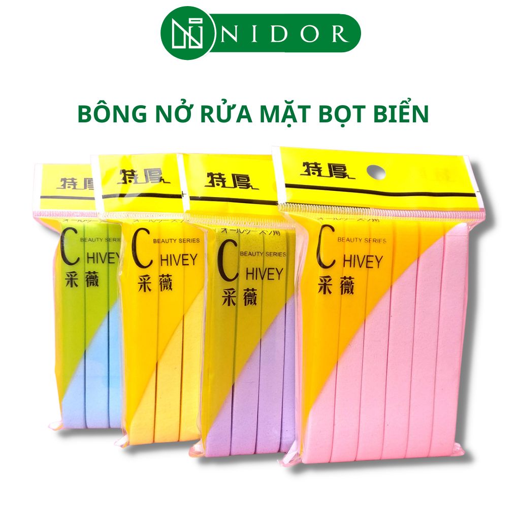 Bông Nở Rửa Mặt Bọt Biển Chivey Gói 12 Miếng - Miếng mút rửa mặt bọt biển dạng nén