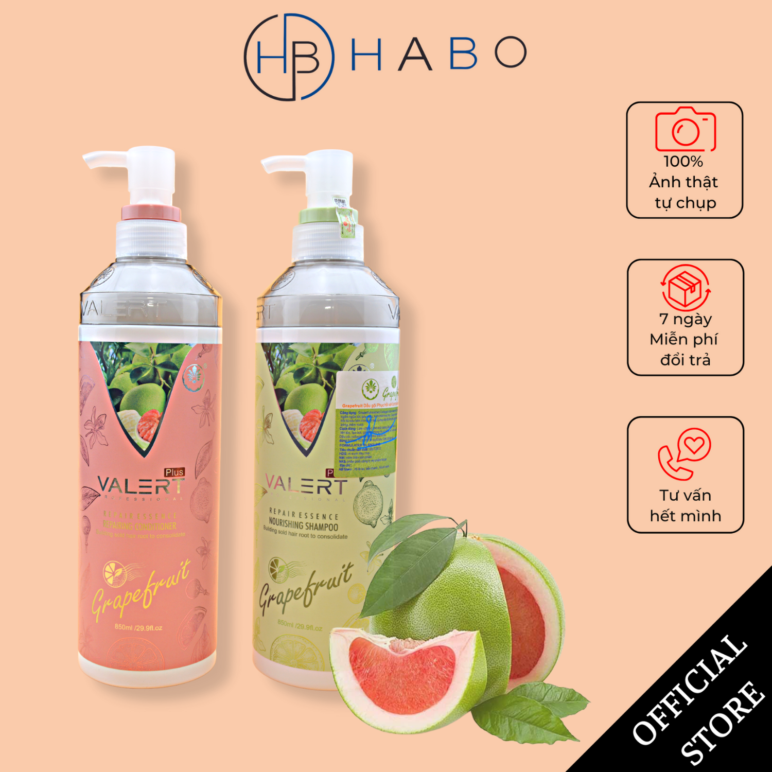 Dầu gội bưởi, dầu xả bưởi chống rụng tóc và kích thích mọc tóc VALERT Grapefruit 850ml