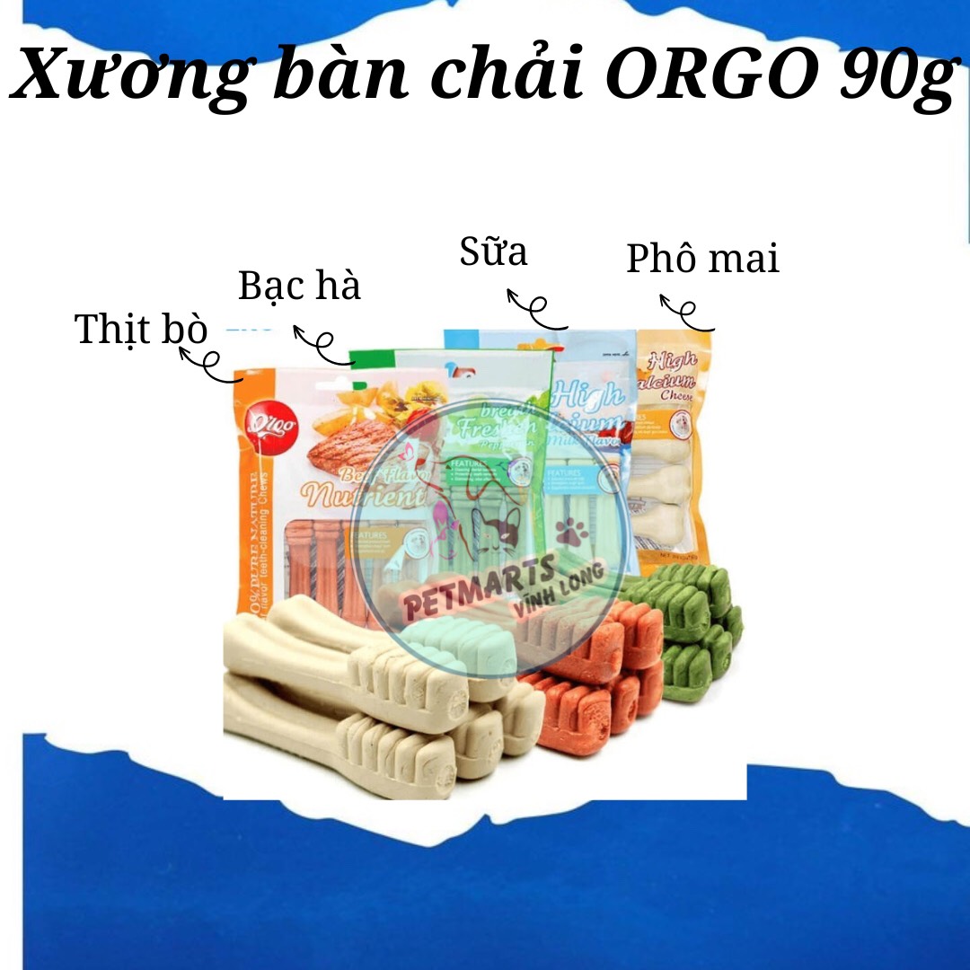 Xương gặm sạch răng giảm hôi miệng Orgo 1 gói có 6 cái dành cho chó 90g