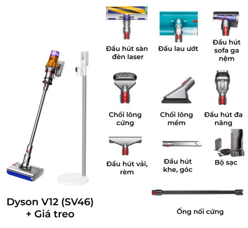 Máy hút bụi lau nhà V12s detect slim submarine – Kèm Giá Treo Di Động