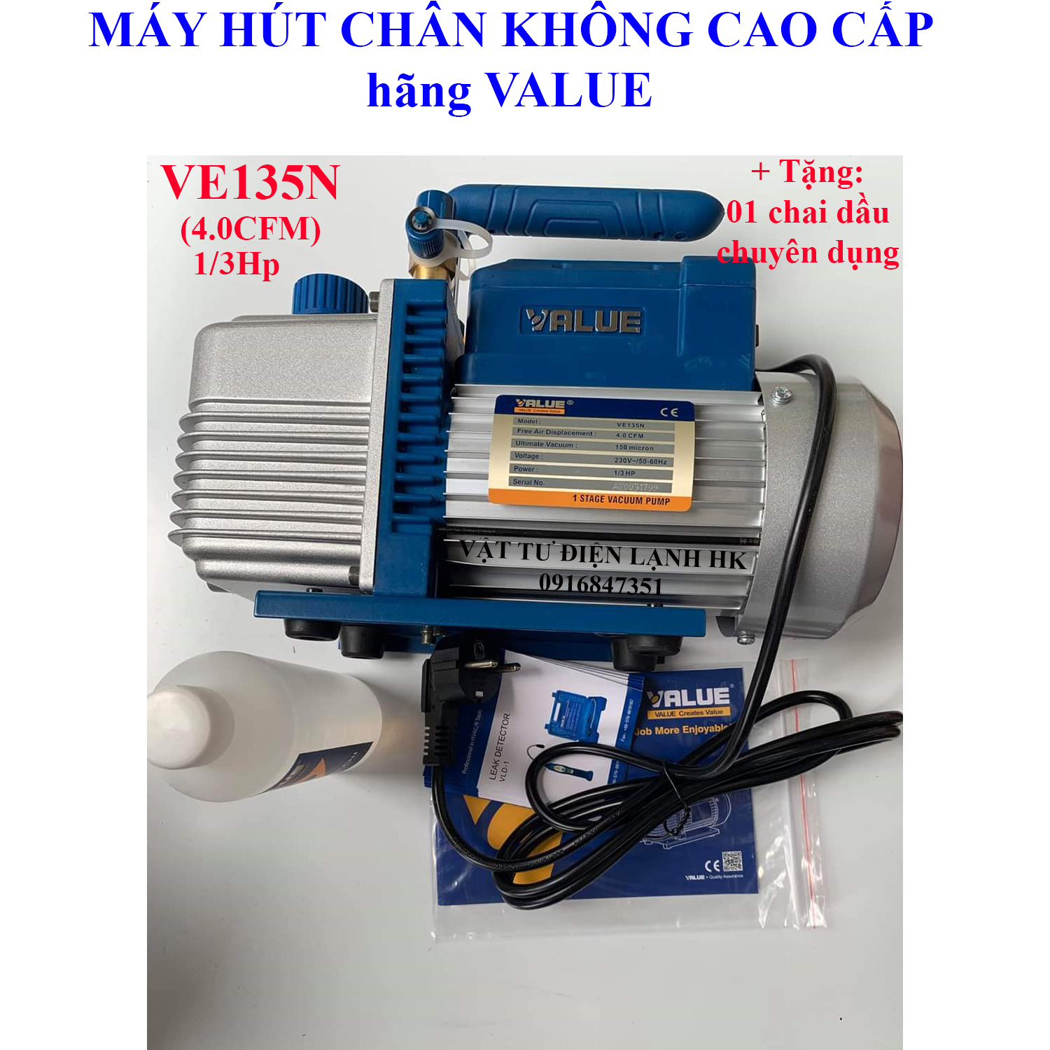 Máy hút chân không một cấp value 4.0 cfm ve135n 4.0c 4c