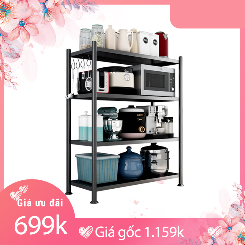 Kệ để lò vi sóng đa năng gấp gọn có bánh xe 4 tầng để cây cảnh, lò vi sóng