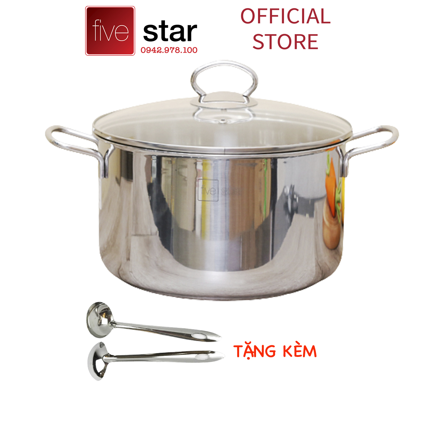 Nồi luộc gà 3 đáy từ sandwich inox 430 FiveStar Standard nắp inox tặng 1 muỗng canh ( 26cm / 28cm / 30cm )