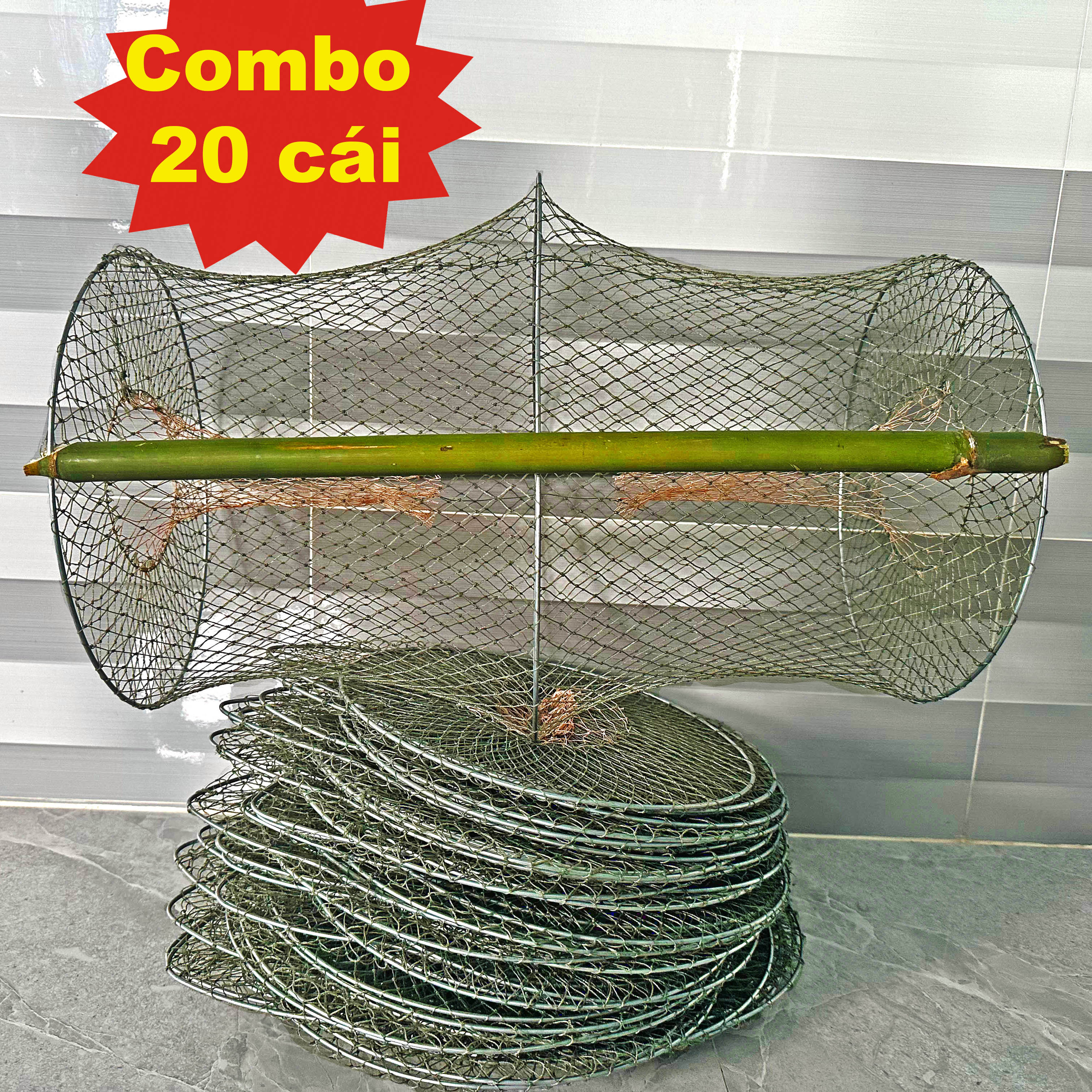 Combo 20 lờ cá lóc cải tiến vành kẽm 30x52cm