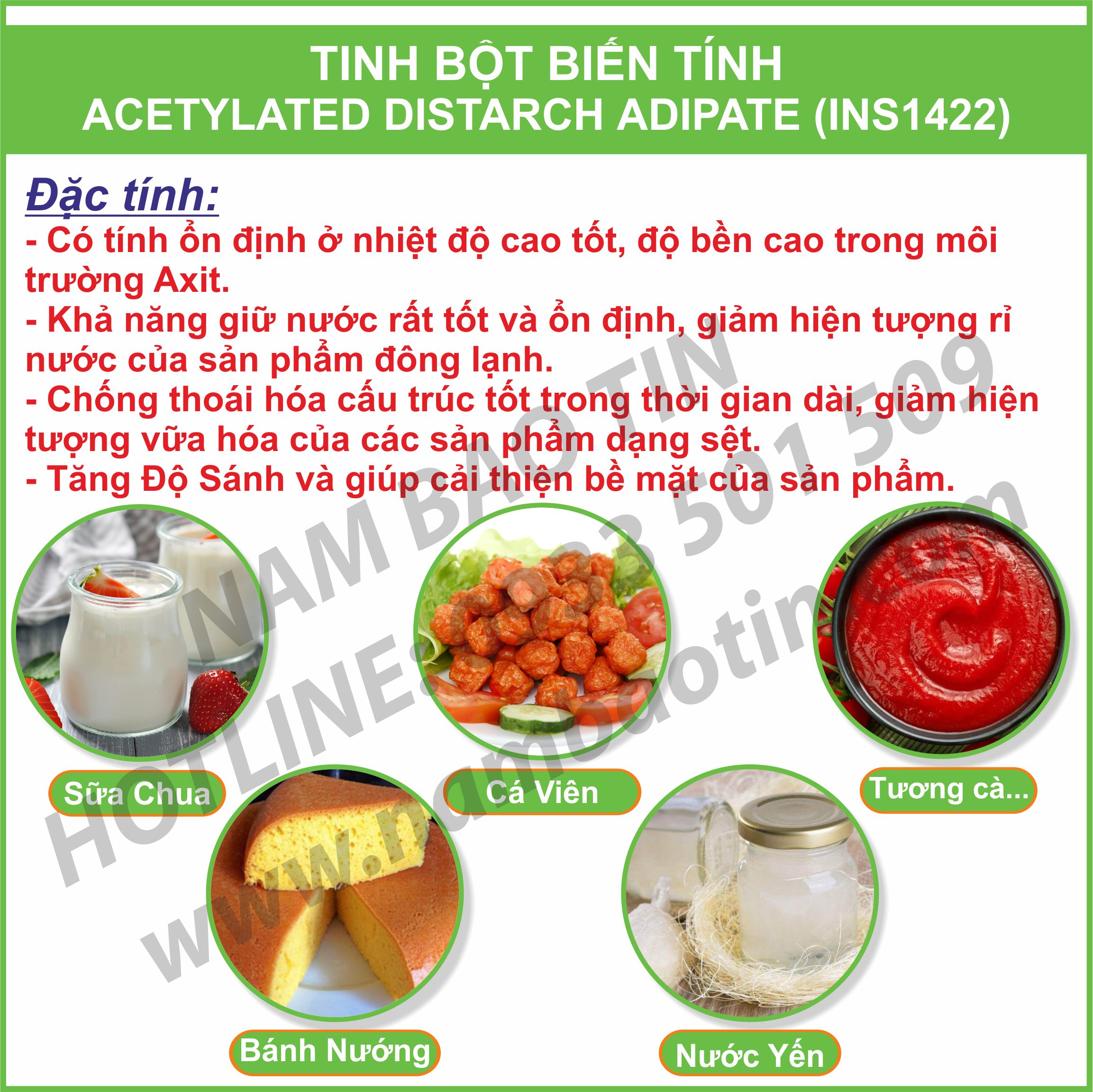 Tinh bột biến tính Acetylated Distarch Adipate INS1422