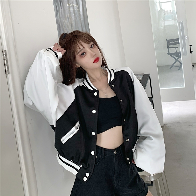 Áo Khoác Dù Nữ Croptop Cổ Bomber Cúc Bấm Chữ Lưng - CHIPU FASHION