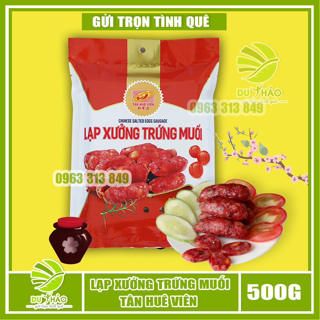 500gr Lạp Xưởng Trứng Muối hiệu Tân Huê Viên chính gốc Sóc Trăng, lạp xưởng sấy khô làm quà biếu