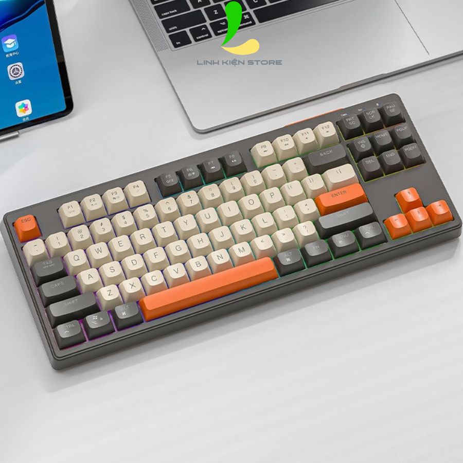 Bàn Phím Không Dây Gaming FREEWOLF M87 - Bàn Phím Chơi Game 87 Phím Ấn Tượng Với Kết Nối Kép